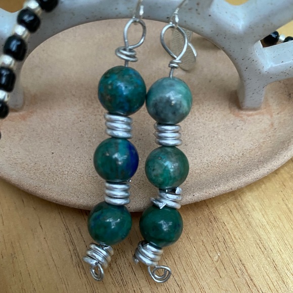 Artisan Lapis Chrysocolla Necklace and Earrings - Picture 5 of 8
